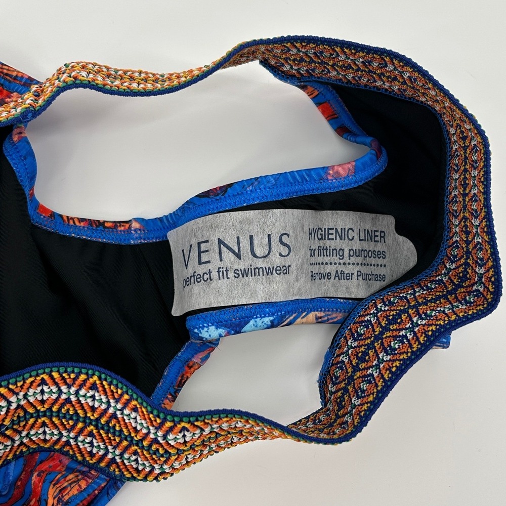 Venus Blue Geometric Beaded Waist Bikini Bottom Swimwear 10 NWOT Vacation Boho - Picture 5 of 7